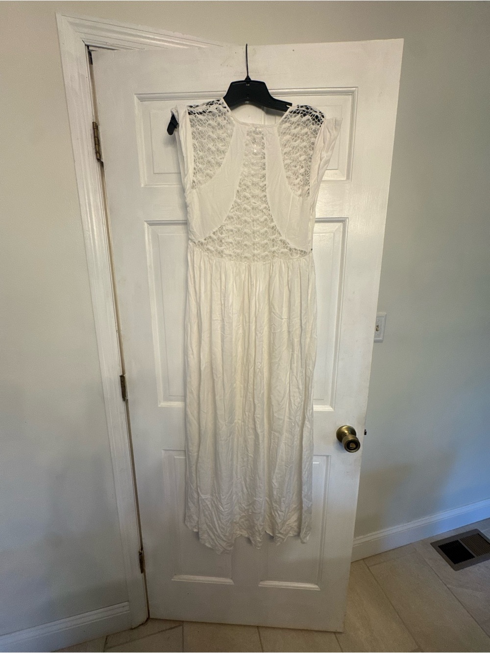 Free People White Lace-Back Maxi Dress